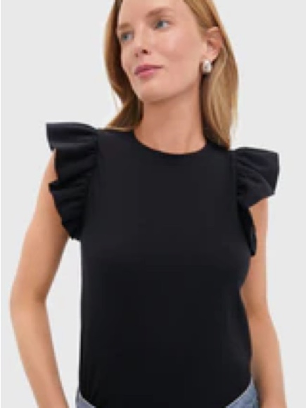 Tuckernuck Black Ruffle Sleeve Kaia Knit Top